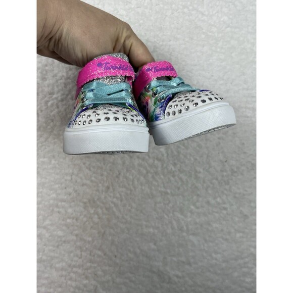 SKECHERS TWINKLE TOES GIRL TODDLER 7 SNEAKERS SEQUINS GLITTER LIGHT-UP FUN - Picture 8 of 11